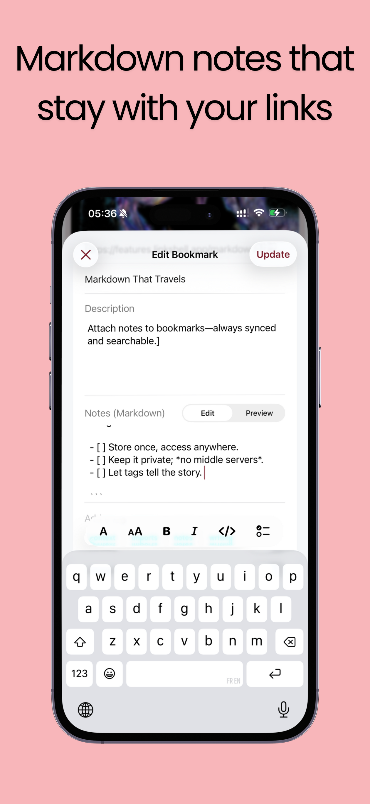 LinkShell iPhone interface 5